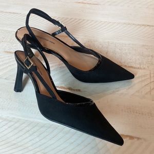 Black sling back heels